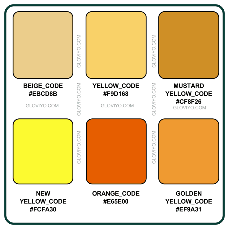 COLOUR REFERENCE CHART _BEIGE, ORANGE AND YELLOW SHADES