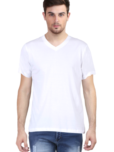 Plain V-neck tshirt_gloviyo_white