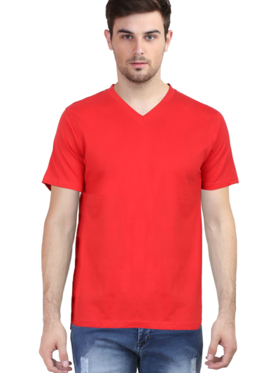Plain V-neck tshirt_gloviyo_red