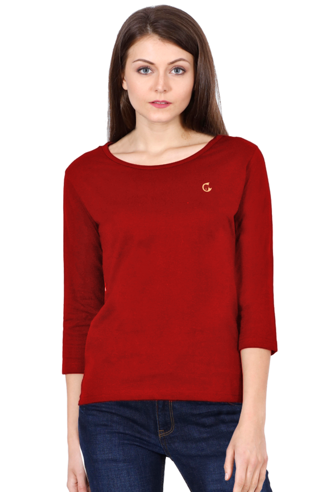 Women 3/4th  Sleeve  Plain T-shirt