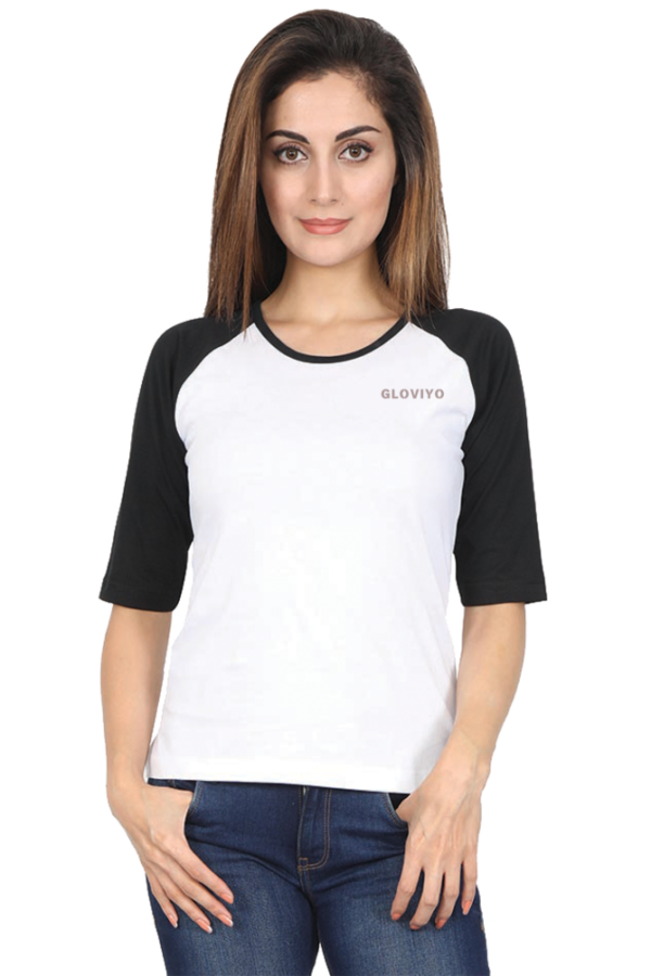 Women Raglan 3/4 sleeve Plain T-shirt - Image 2