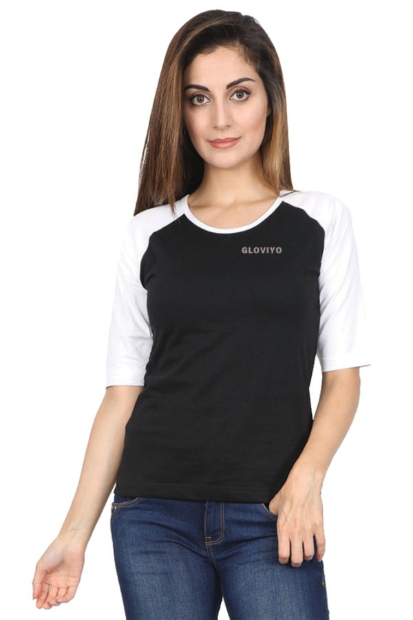 Women Raglan 3/4 sleeve Plain T-shirt - Image 3