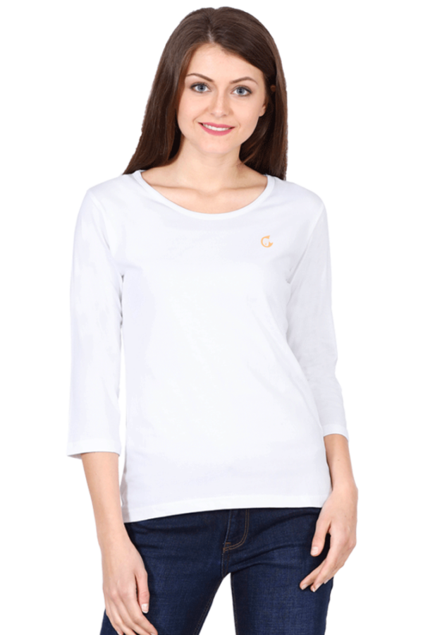 Women 3/4th  Sleeve  Plain T-shirt - Image 5