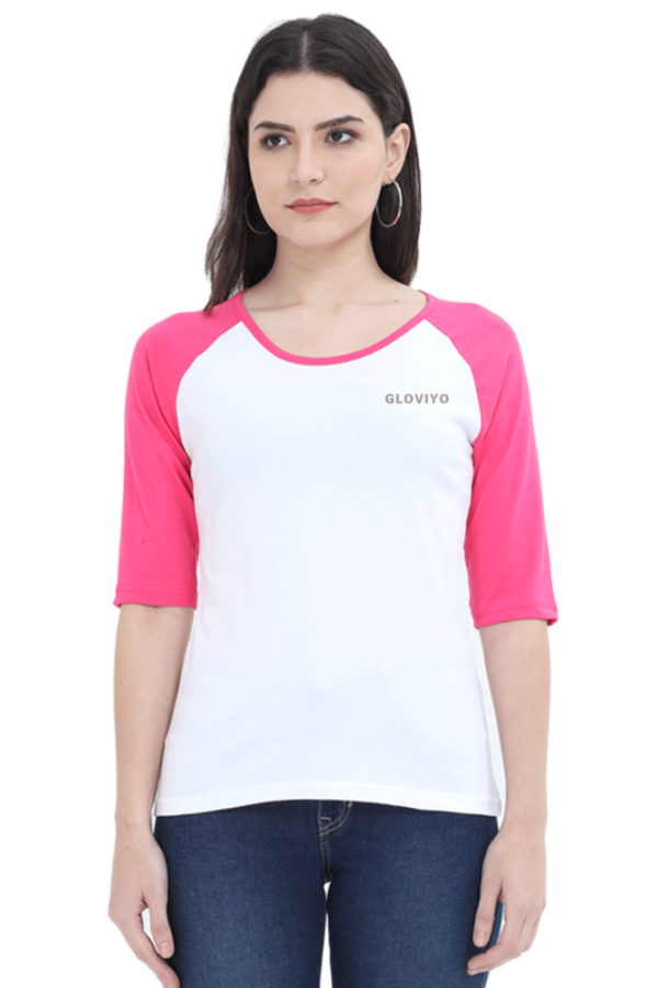 Women Raglan 3/4 sleeve Plain T-shirt - Image 4