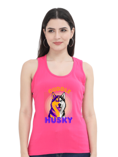 Cuddle Husky Women Tanktop_gloviyo_pink