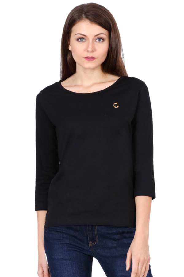 Women 3/4th  Sleeve  Plain T-shirt - Image 6