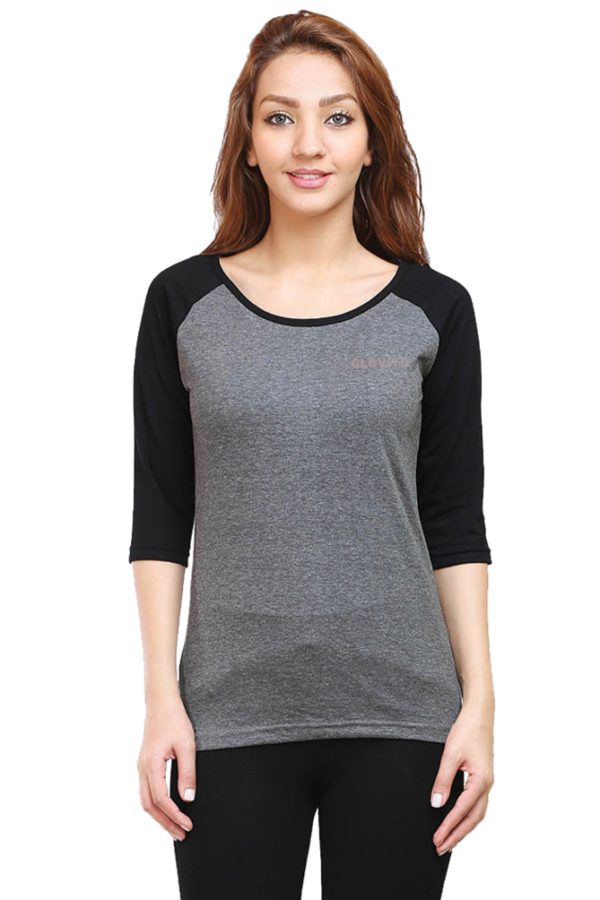 Women Raglan 3/4 sleeve Plain T-shirt