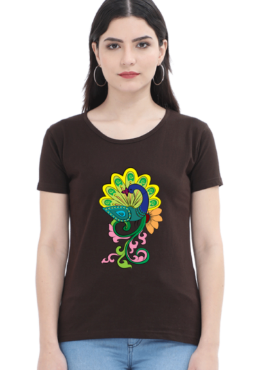 Peacock women tshirt_gloviyo_coffee brown
