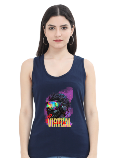 Break Virtual Life Women Tanktop_gloviyo_navy blue