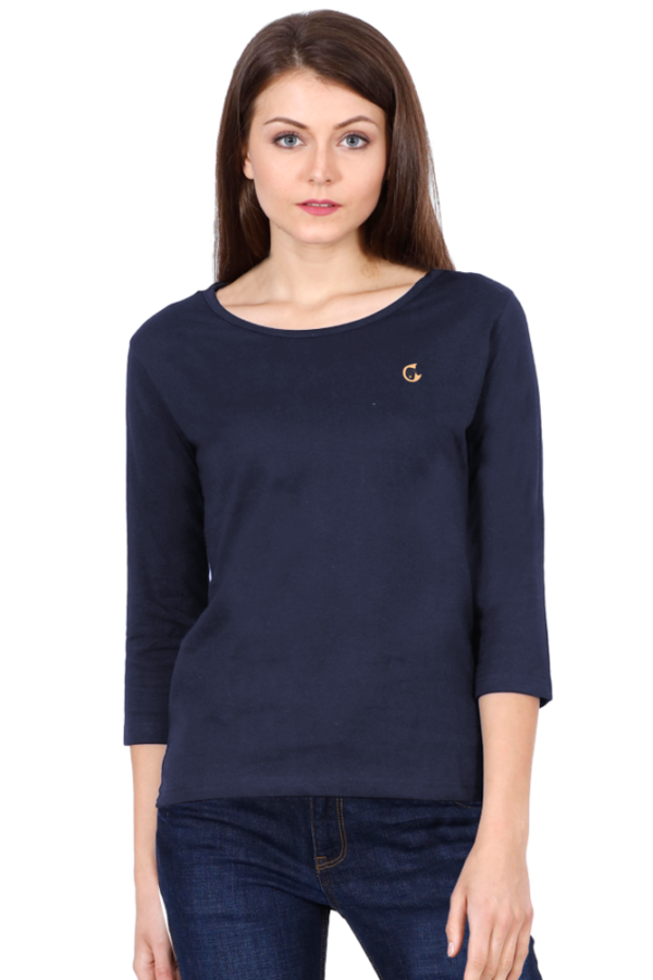 Women 3/4th  Sleeve  Plain T-shirt - Image 4