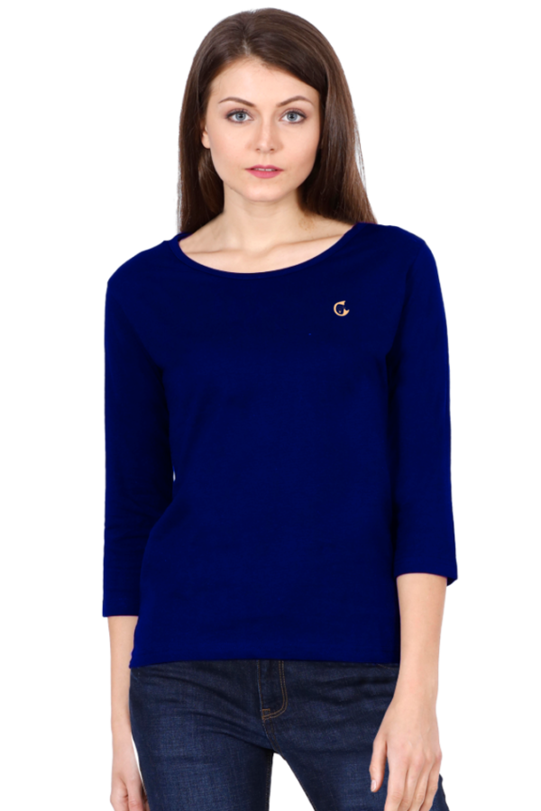 Women 3/4th  Sleeve  Plain T-shirt - Image 3