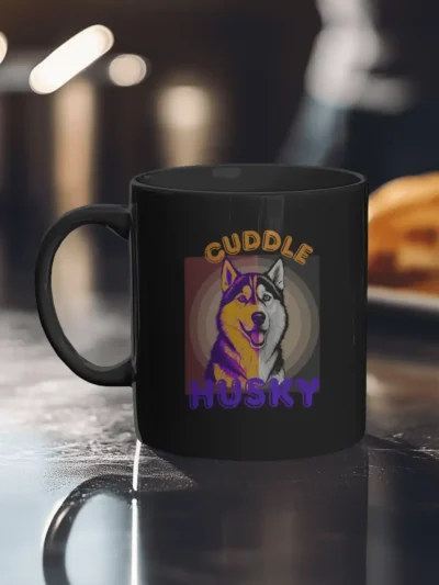 Black mug_Cuddle Husky