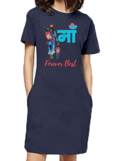 Mom Forever Best_tshirt dress_Navy Blue