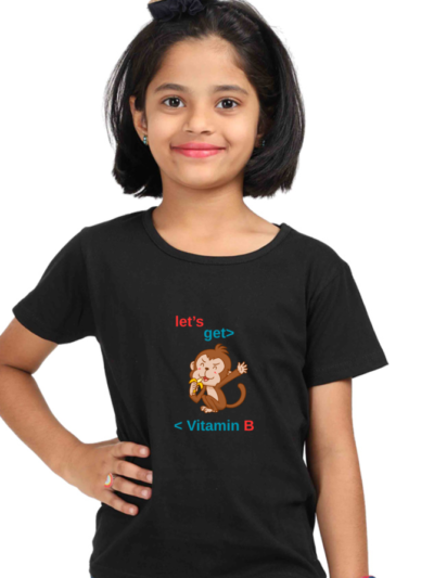 Girl's Monkey T-shirt - Black, 0-12M