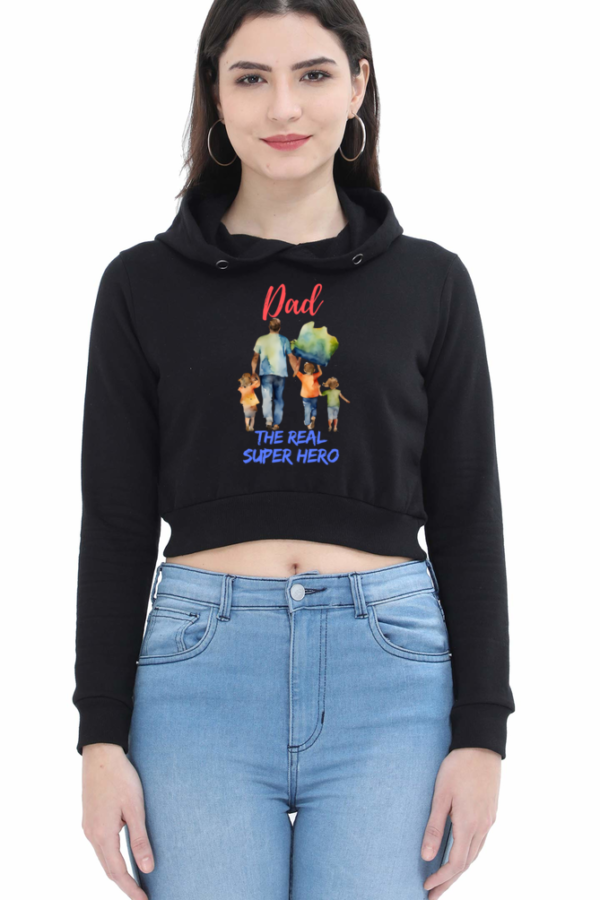 Dad Hero Women Cropped Hoodie - Image 4