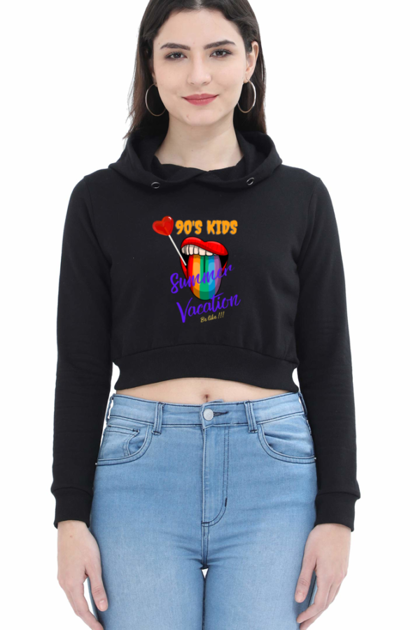 90s kid Women Cropped Hoodie - Image 3