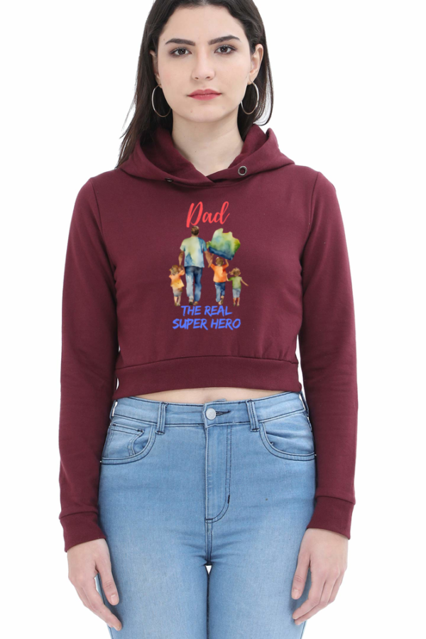 Dad Hero Women Cropped Hoodie - Image 3