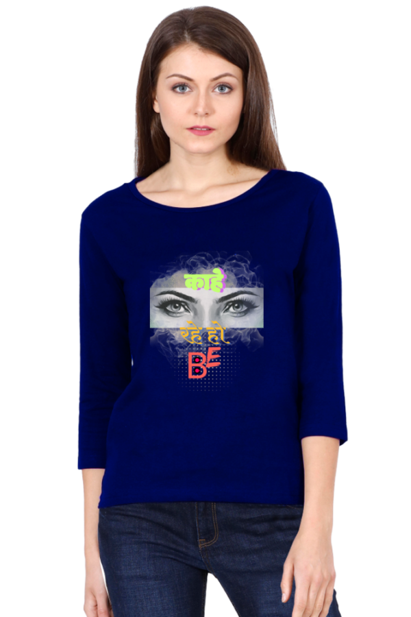 Bihari Women 3/4 Sleeve T-shirt_Royal Blue