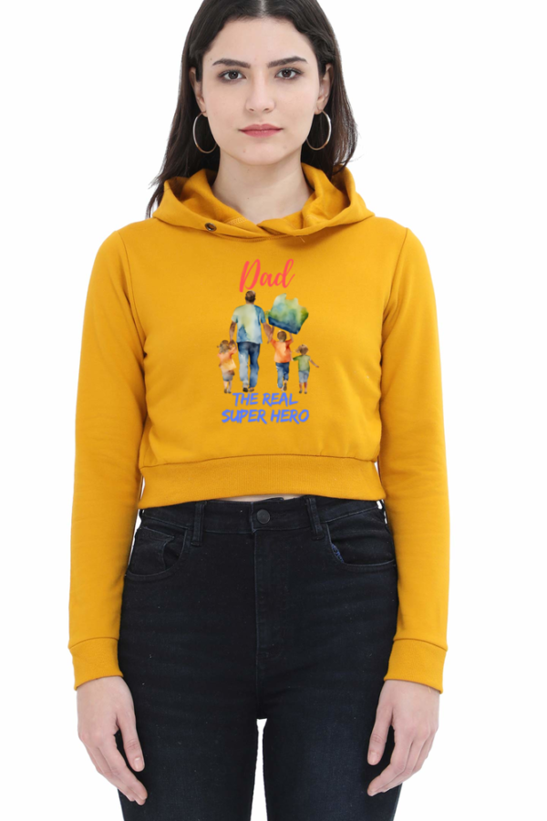 Dad Hero Women Cropped Hoodie - Image 2