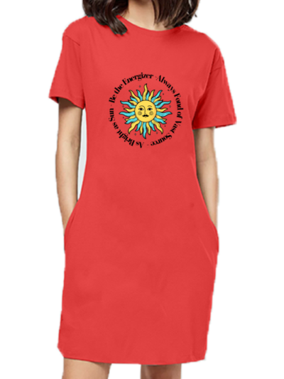 Positive Quote_tshirt dress_Red