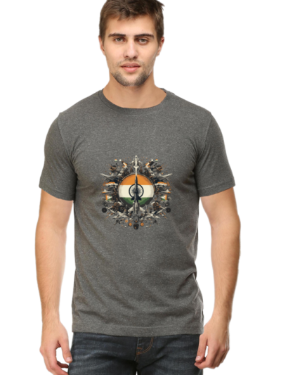 India Awakes Patriotic T-shirt - Charcoal Melange, L