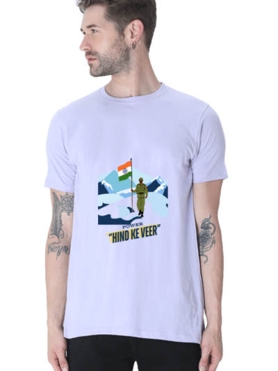 Hind Ke Veer India Patriotic T-shirt - Lavender, XL
