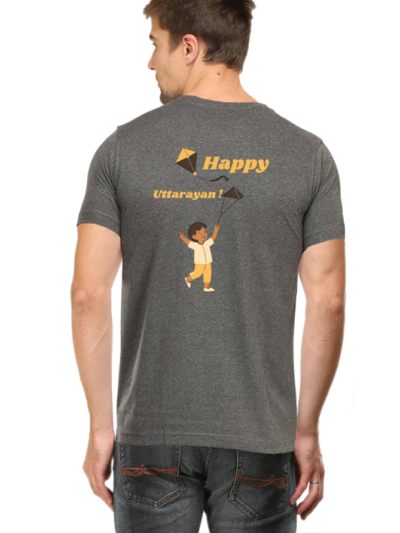 Happy Uttarayan Men T-shirt - Charcoal Melange, M
