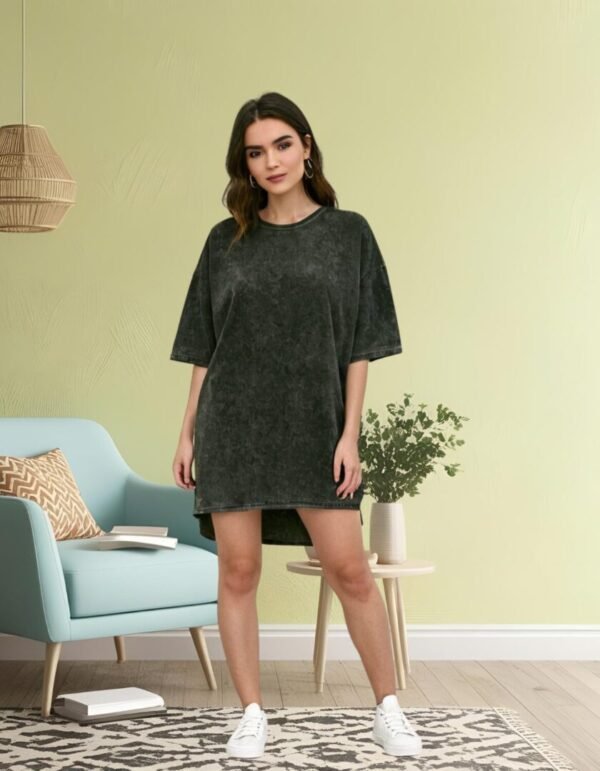 Acid Wash Oversize Tshirt_Bottle Green