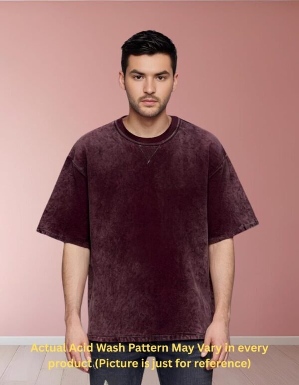 Acid Wash Oversize Tshirt_Maroon-t