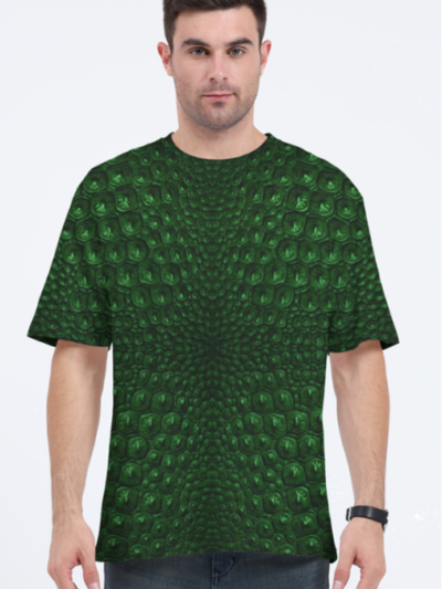 Crocodile Skin Camo Green Oversize Tshirt - M