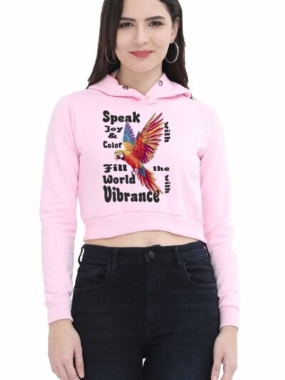 Parrot Vibrance Women Cropped Hoody - Light Baby Pink, S