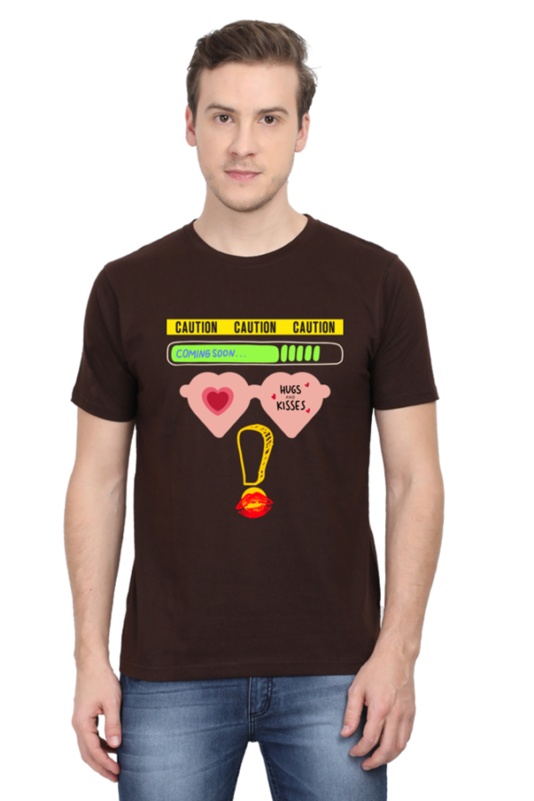Caution Hugs and Kisses Men Half Sleeve T-shirt - Image 7