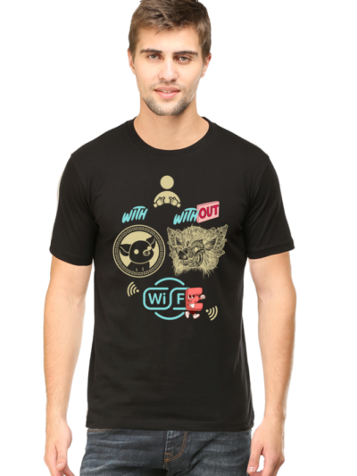 Without Wife Men Halfsleeve T-shirt - Black, XL