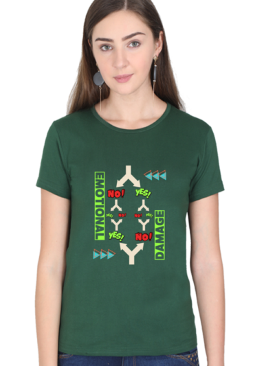 Confused Woman Half Sleeve T-shirt - Bottle Green, M
