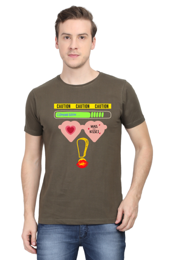 Caution Hugs and Kisses Men Half Sleeve T-shirt - Image 5