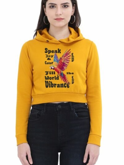 Parrot Vibrance Women Cropped Hoody - Mustard Yellow, XS
