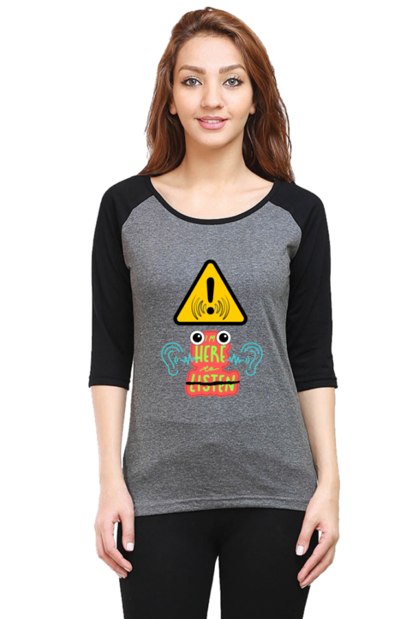 Here To Listen Women Raglan Tees - Image 2