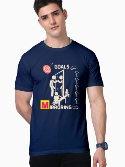 Self Mirroring Goals Unisex Half Sleeve T-shirt - Navy Blue, XL