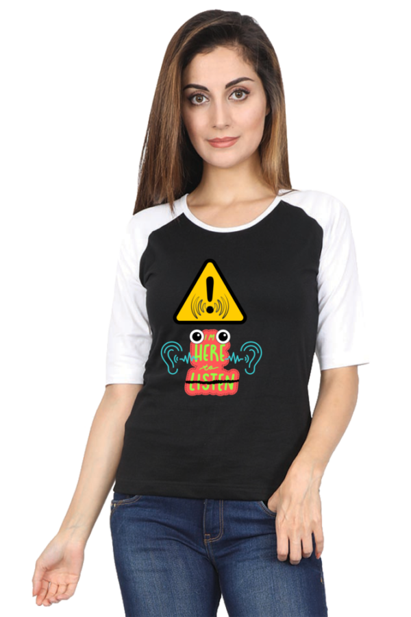 Here To Listen Women Raglan Tees - Image 4