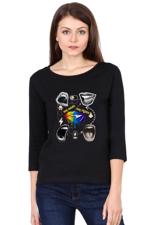 My Mode My Rights Women Semi Full Sleeve T-shirt - Image 5