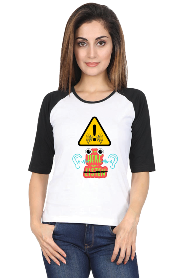 Here To Listen Women Raglan Tees - Image 3