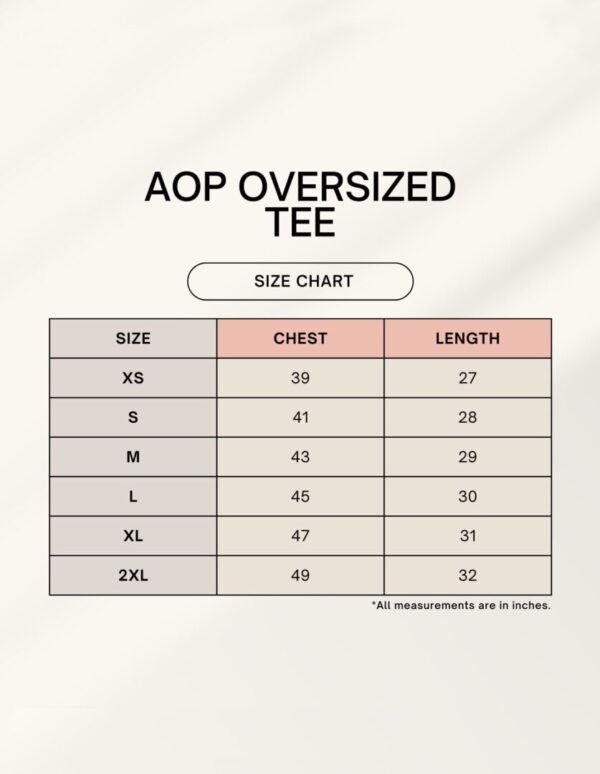 Feather Grey sizechart