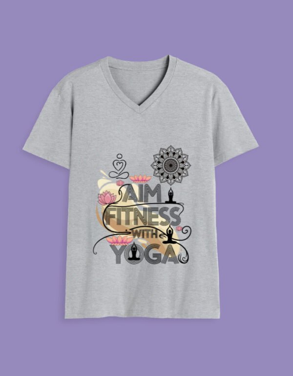 Aim Fitness With Yoga Unisex V Neck T-Shirt - Image 4