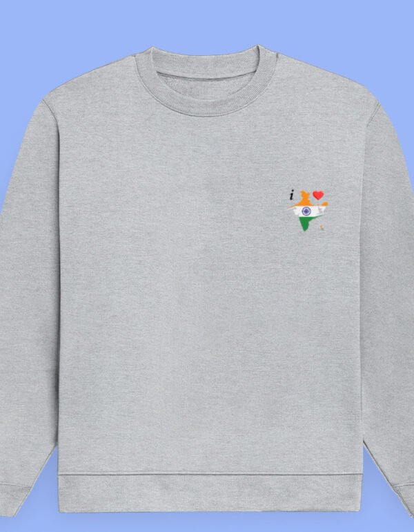 I love India Map Sweatshirt front grey