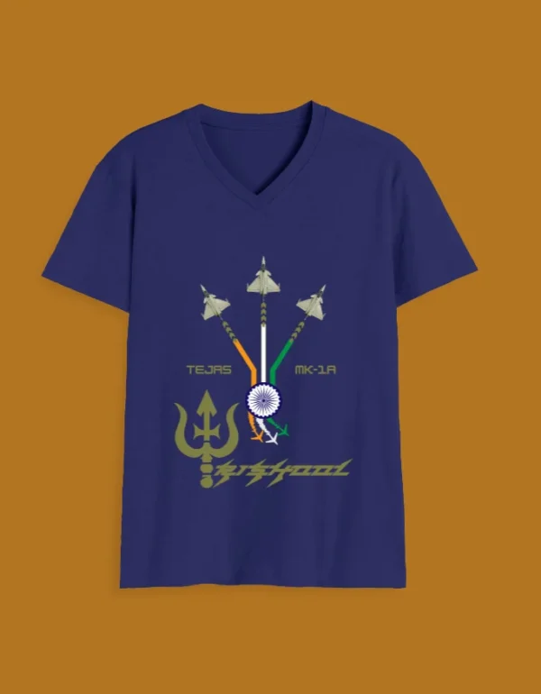 IAF Trishool vneck front Royal Blue