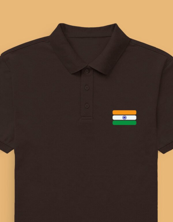 Embr India Flag polo coffee brown