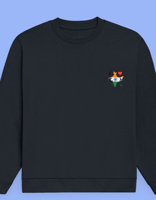 I love India Map Sweatshirt front navy blue