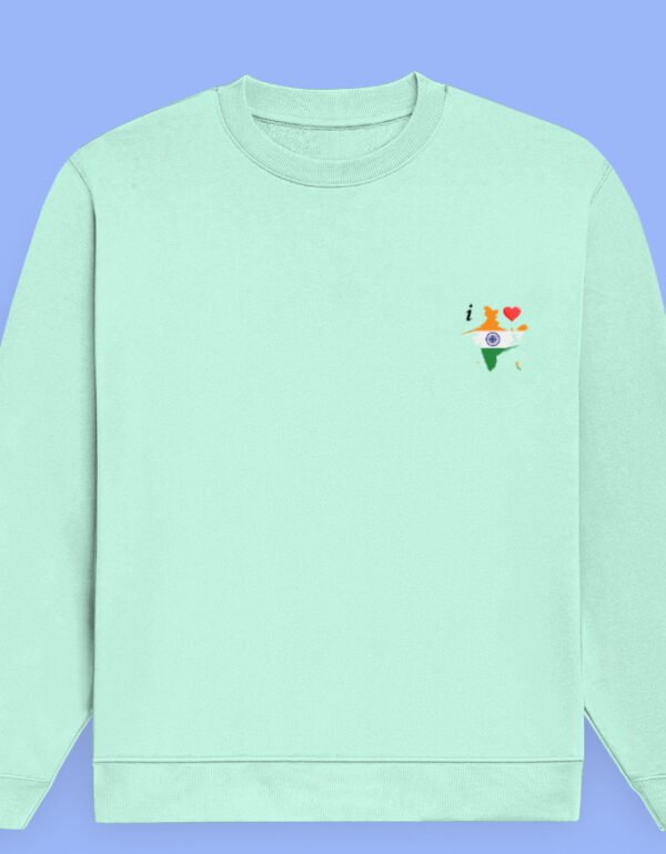 I love India Map Sweatshirt front mint