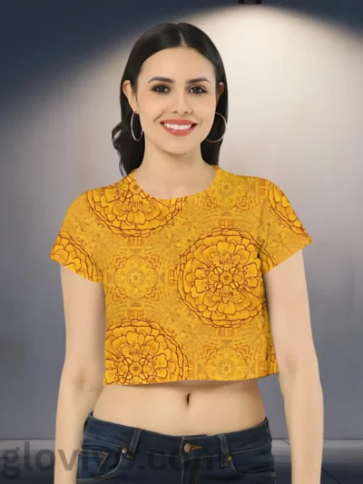 Marigold Women AOP Crop Top