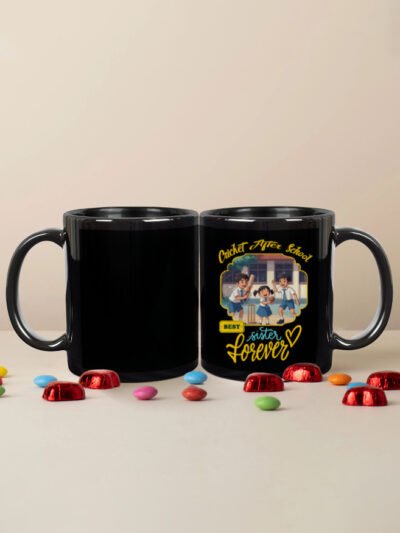 best sister forever black coffee mug